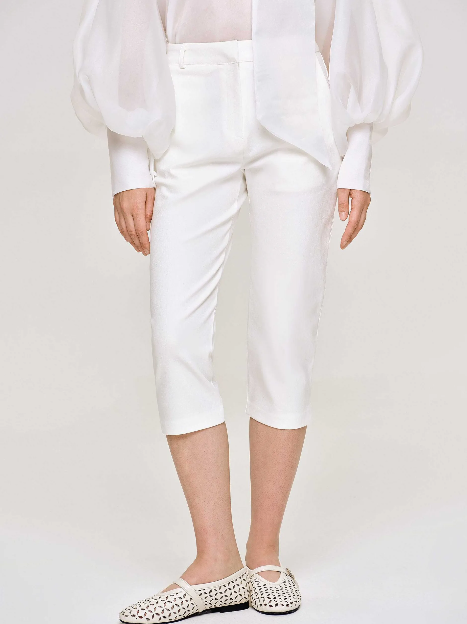 Clothing-Source Unknown Slim Capri Pants, White