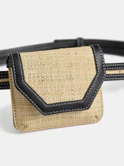 Clothing-Source Unknown Small Raffia Belt Bag, Natural