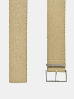 Clothing-Source Unknown Square Buckle Suede Belt, Nougat