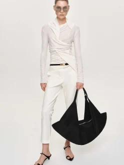 Clothing-Source Unknown Straight Crop Cigarette Trousers, Ivory