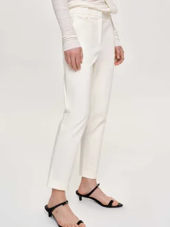 Clothing-Source Unknown Straight Crop Cigarette Trousers, Ivory