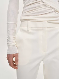 Clothing-Source Unknown Straight Crop Cigarette Trousers, Ivory