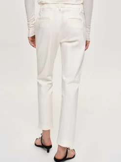Clothing-Source Unknown Straight Crop Cigarette Trousers, Ivory