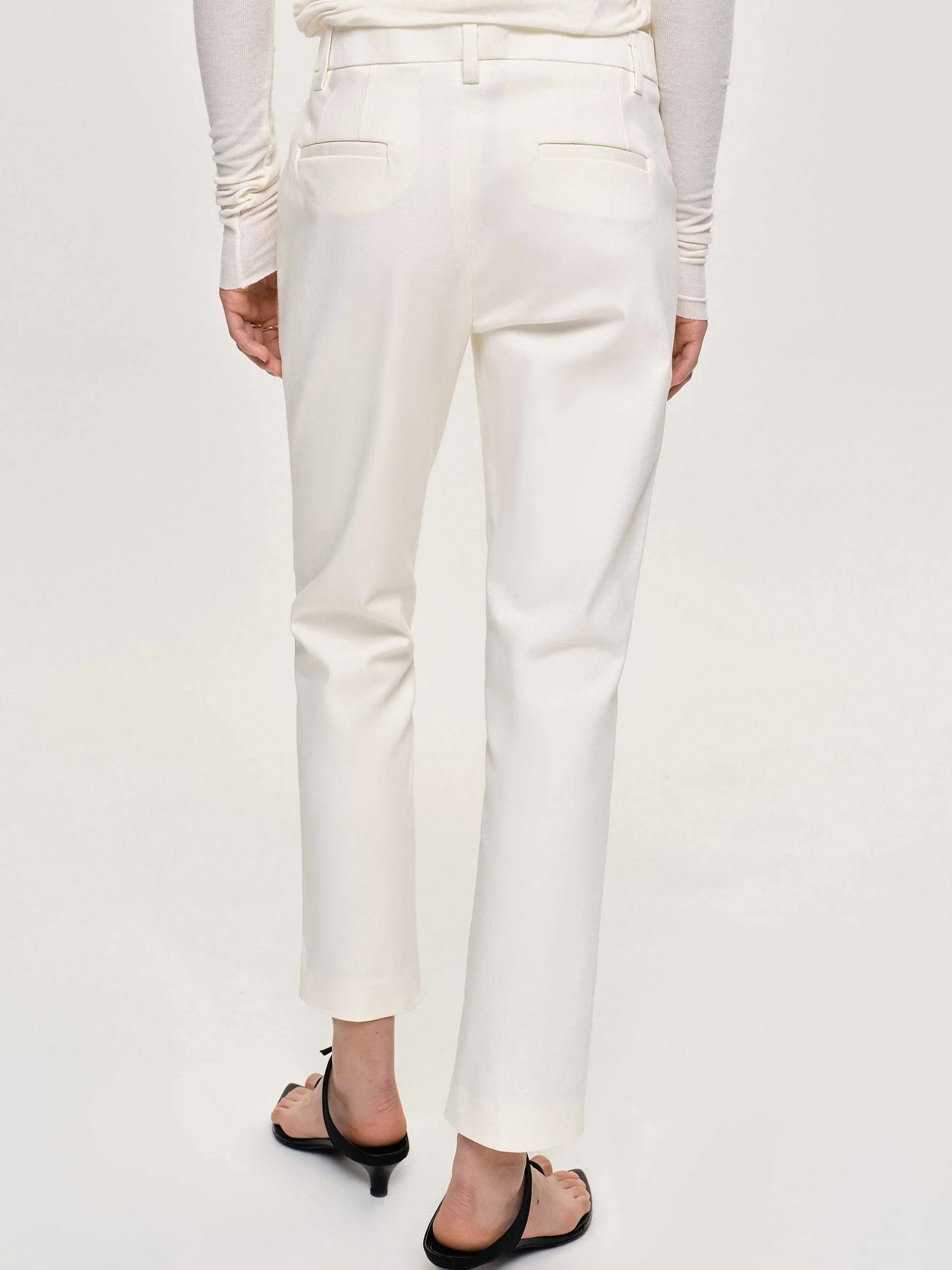 Bottoms-Source Unknown Straight Crop Cigarette Trousers, Ivory