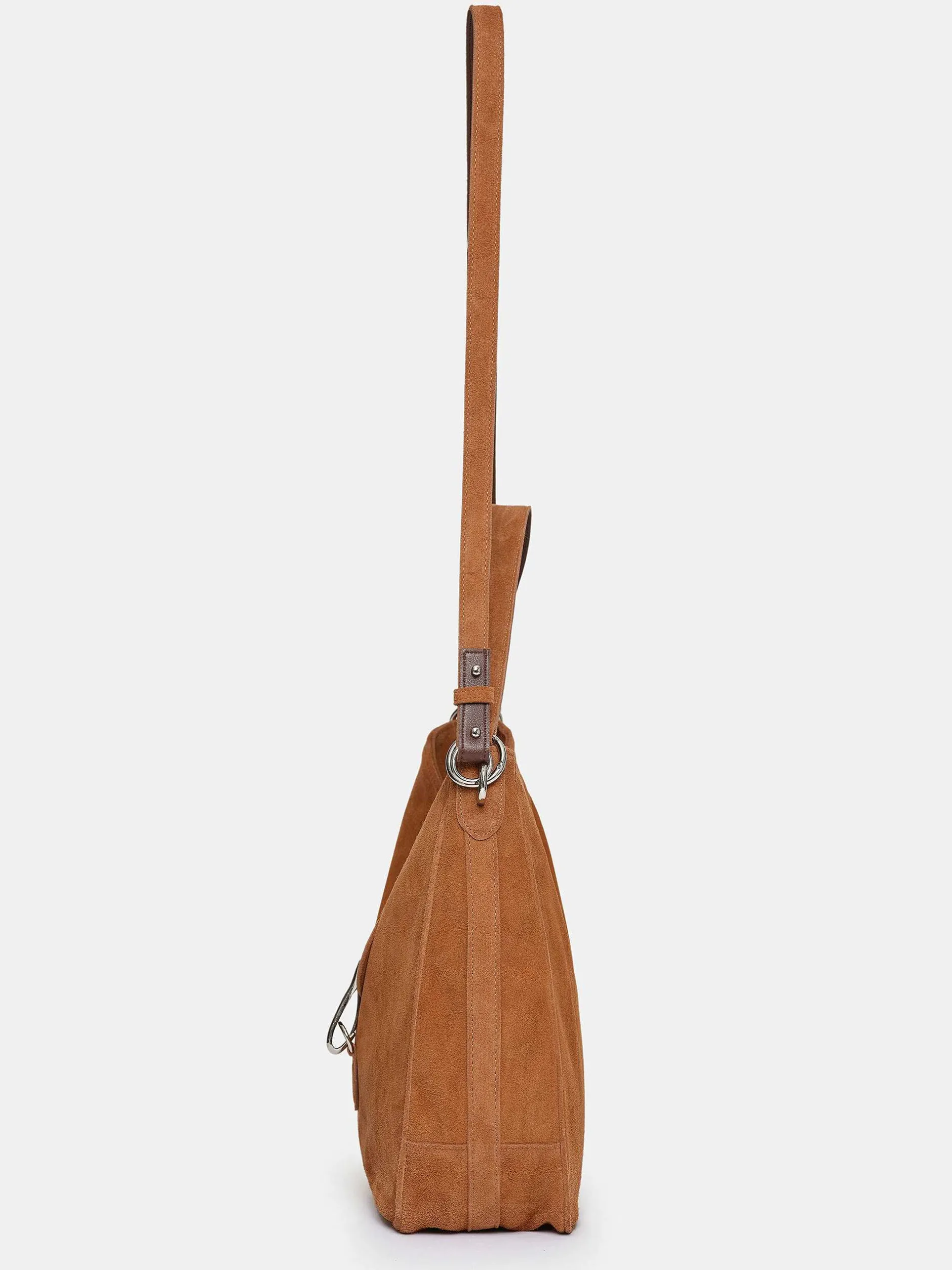 Clothing-Source Unknown Suede Hobo Bag, Copper