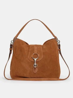 Clothing-Source Unknown Suede Hobo Bag, Copper