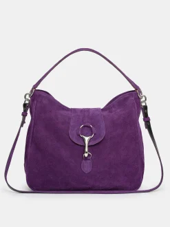 Clothing-Source Unknown Suede Hobo Bag, Plum