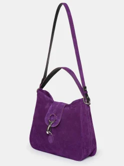 Clothing-Source Unknown Suede Hobo Bag, Plum