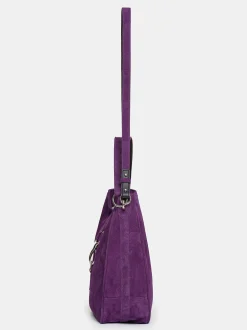 Clothing-Source Unknown Suede Hobo Bag, Plum