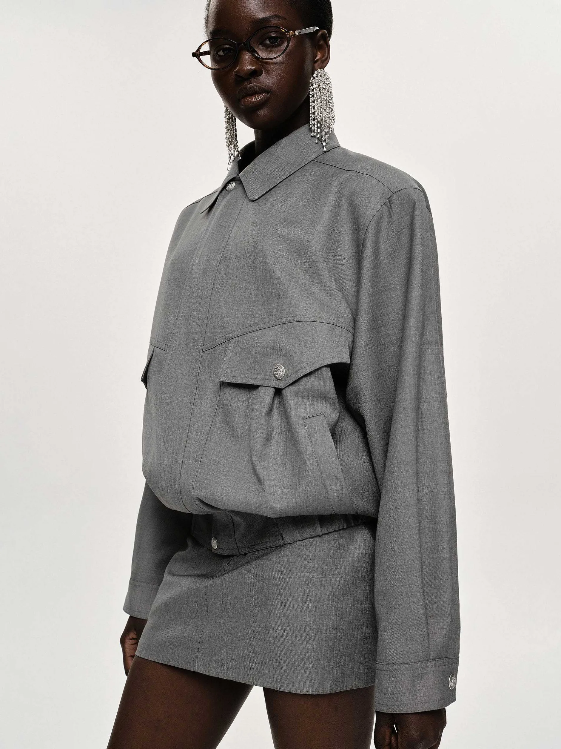 Accessories-Source Unknown Suit Bomber Jacket, Dove
