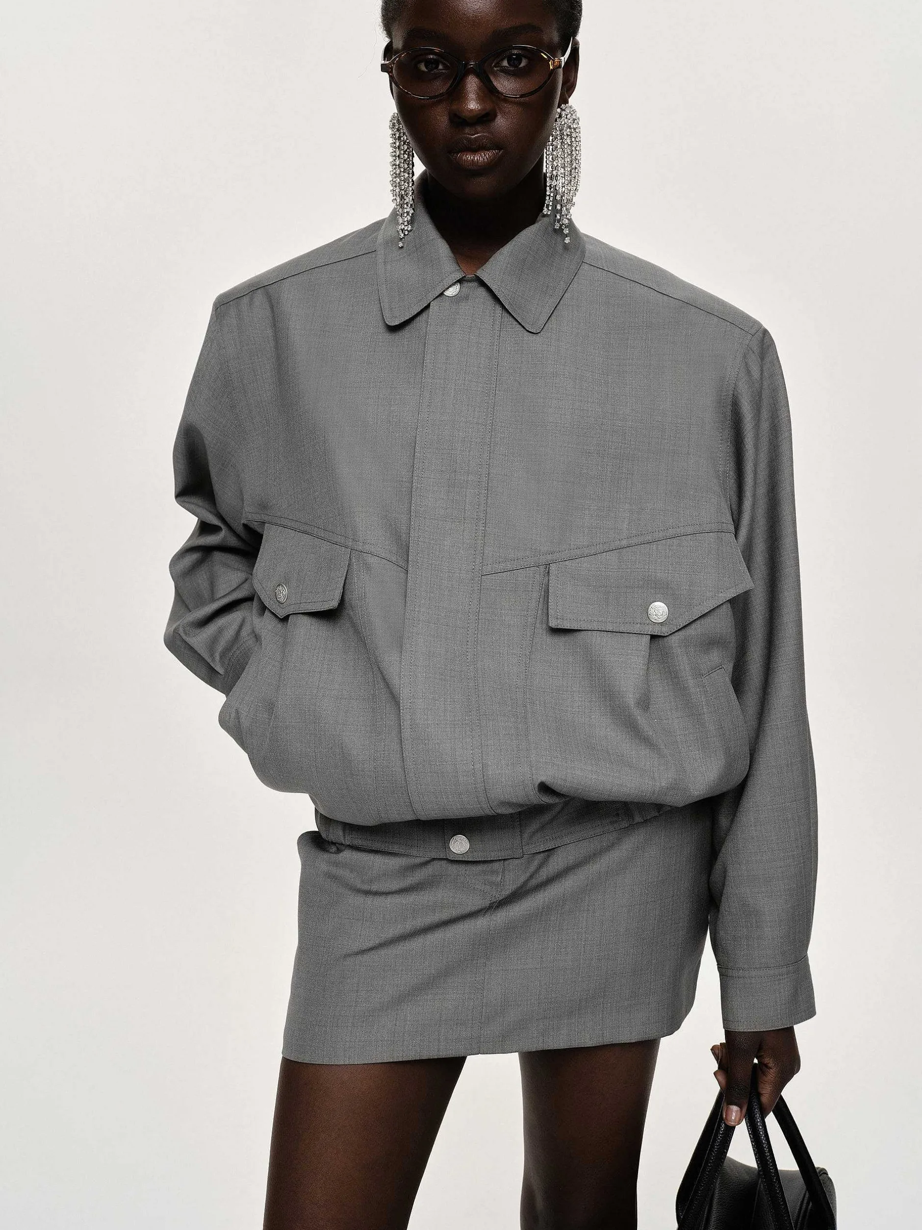 Accessories-Source Unknown Suit Bomber Jacket, Dove