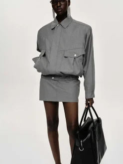 Accessories-Source Unknown Suit Bomber Jacket, Dove
