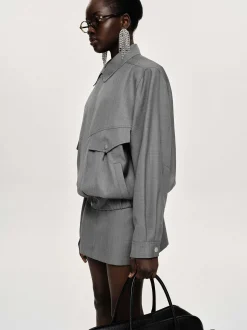 Accessories-Source Unknown Suit Bomber Jacket, Dove