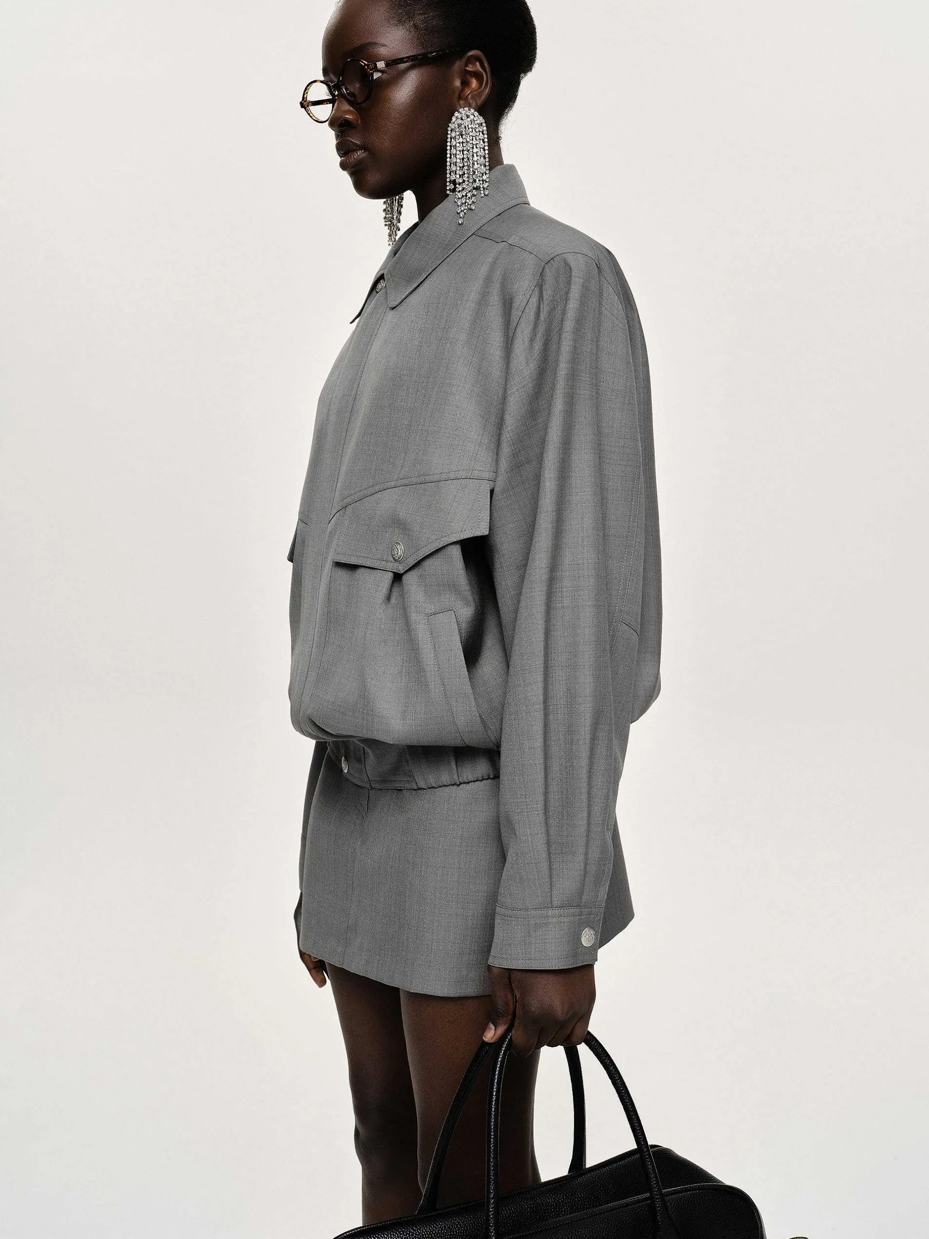 Accessories-Source Unknown Suit Bomber Jacket, Dove