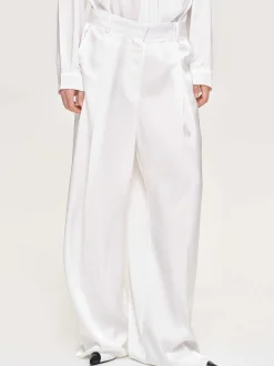 Clothing-Source Unknown Taiamo Fluid Satin Trousers, White