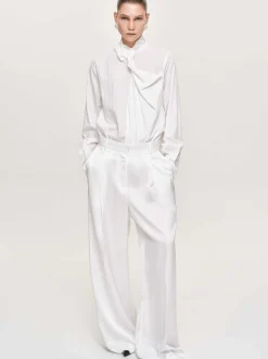 Clothing-Source Unknown Taiamo Fluid Satin Trousers, White