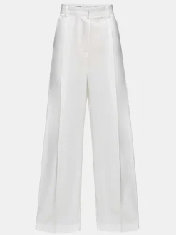 Bottoms-Source Unknown Taiamo Fluid Satin Trousers, White