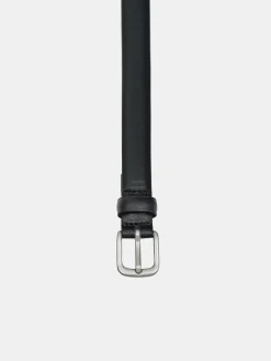 Accessories-Source Unknown Thin Leather Belt, Black