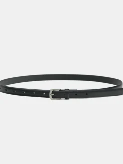 Accessories-Source Unknown Thin Leather Belt, Black