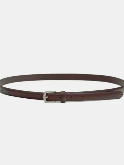 Accessories-Source Unknown Thin Leather Belt, Brown
