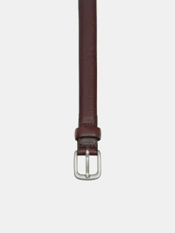 Accessories-Source Unknown Thin Leather Belt, Brown