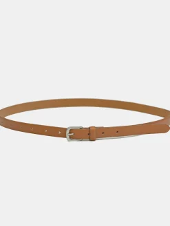 Accessories-Source Unknown Thin Leather Belt, Camel