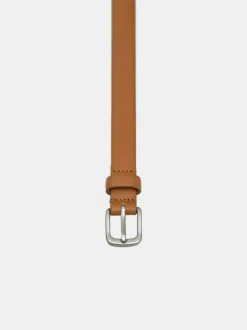 Accessories-Source Unknown Thin Leather Belt, Camel