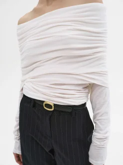 Accessories-Source Unknown Tova Off Shoulder Knit, Cream