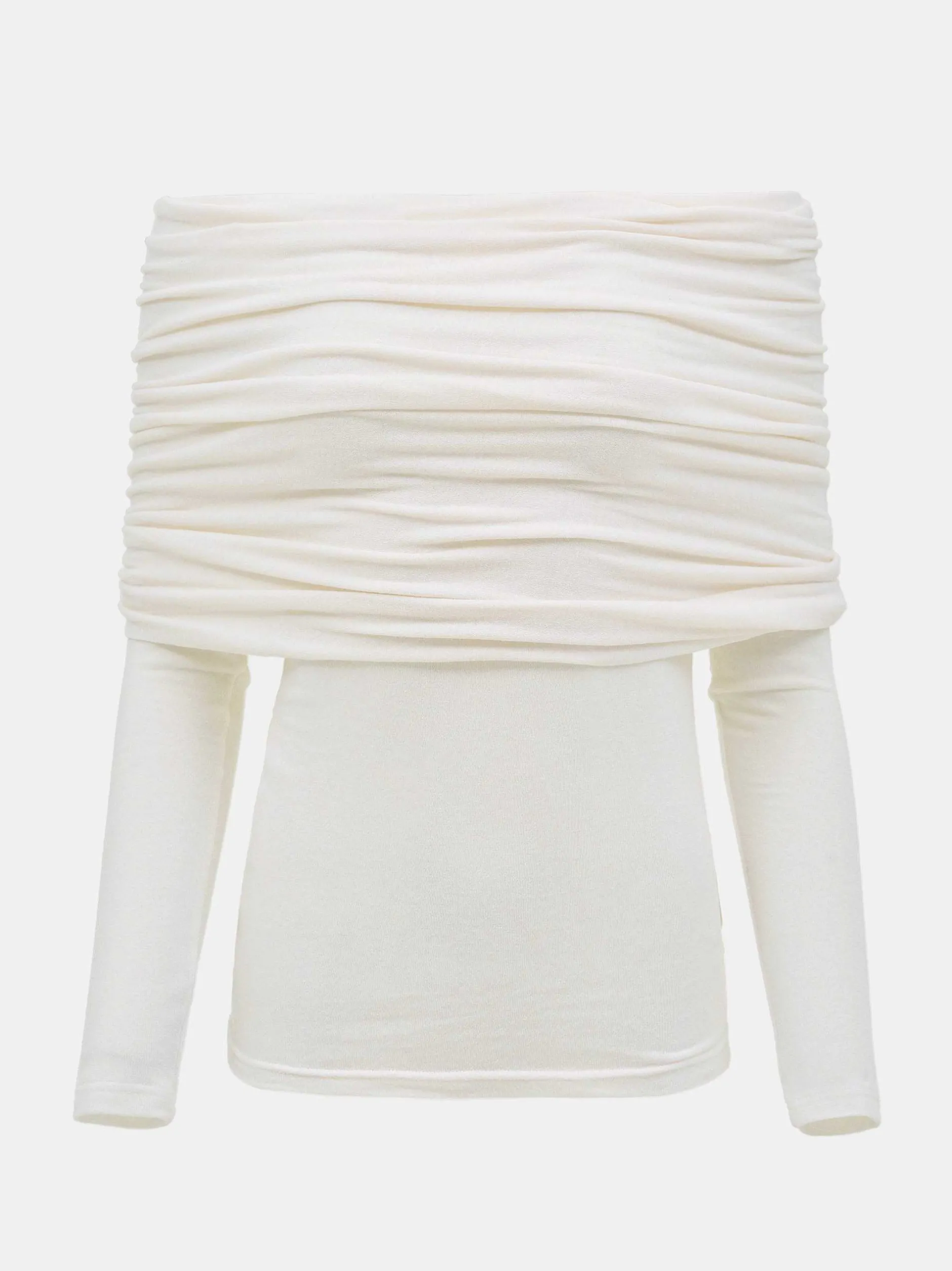 Accessories-Source Unknown Tova Off Shoulder Knit, Cream