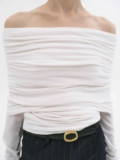 Accessories-Source Unknown Tova Off Shoulder Knit, Cream