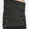 Accessories-Source Unknown Tova Off Shoulder Knit, Dark Grey Melange
