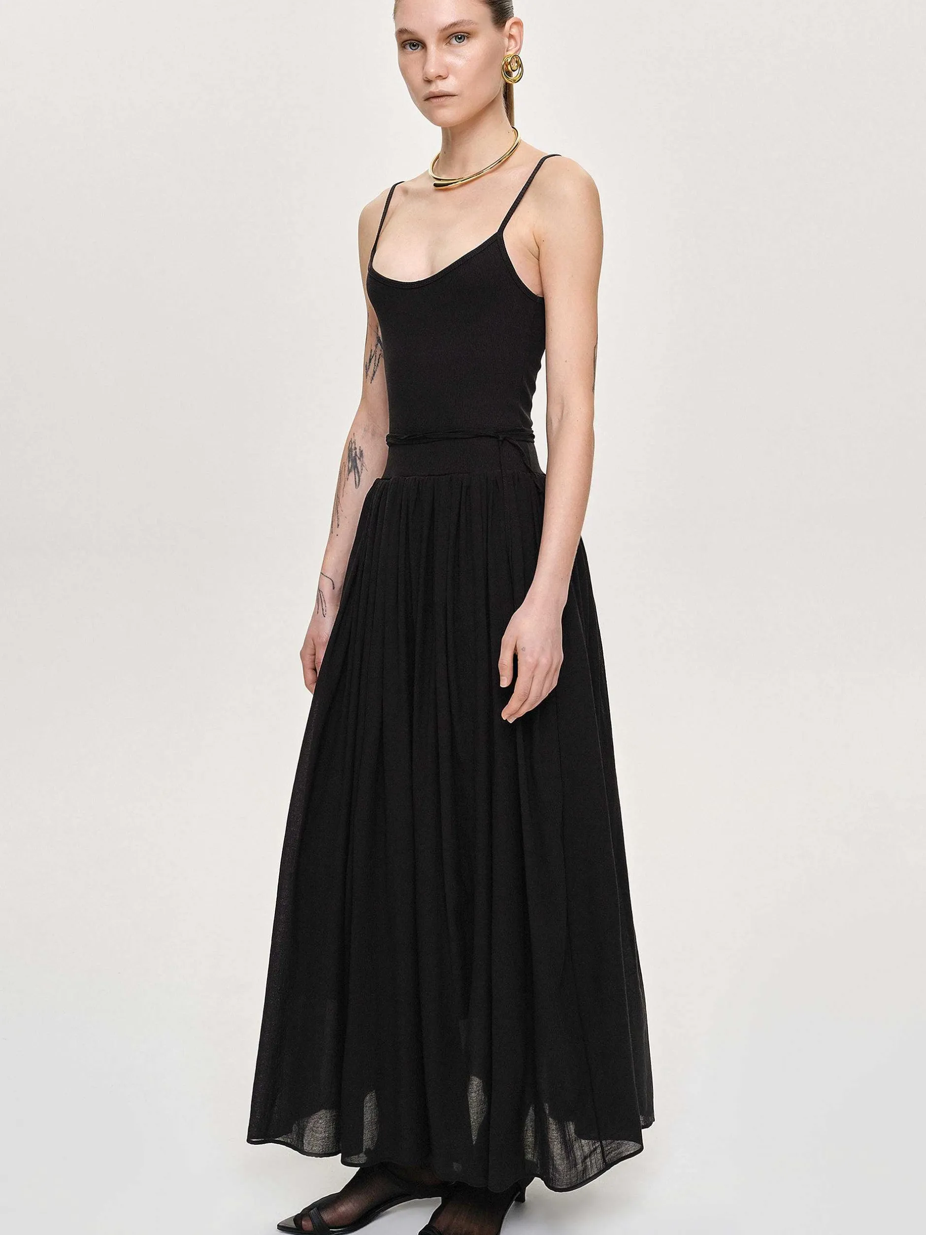 Accessories-Source Unknown Tulle Slip Dress, Black