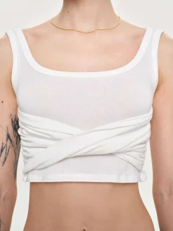 Clothing-Source Unknown Twist Tank Top, White