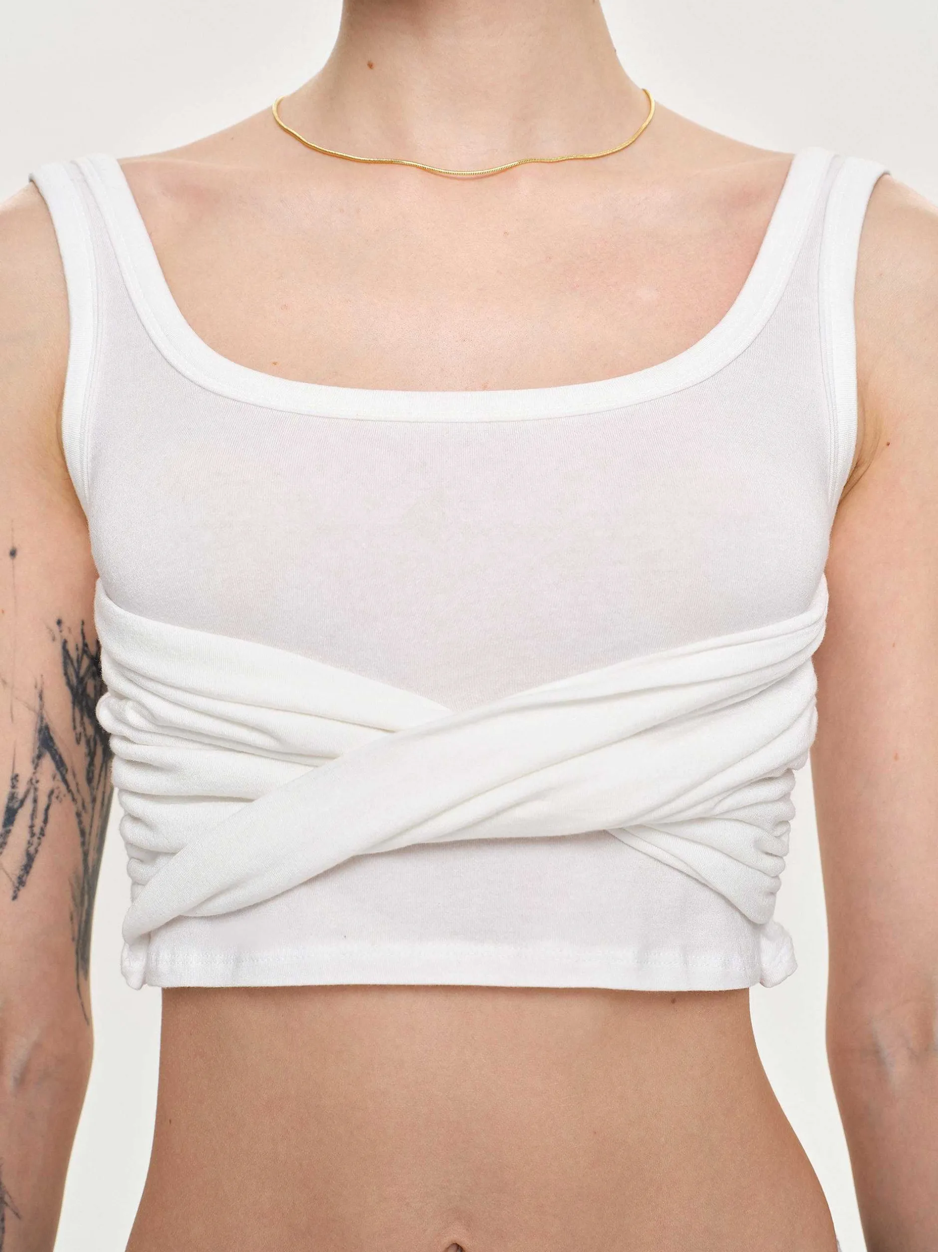 Tops-Source Unknown Twist Tank Top, White