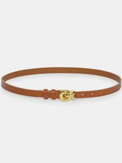 Accessories-Source Unknown Twisted Knot Buckle Belt, Camel
