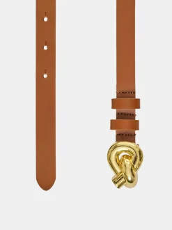 Accessories-Source Unknown Twisted Knot Buckle Belt, Camel