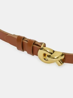 Accessories-Source Unknown Twisted Knot Buckle Belt, Camel