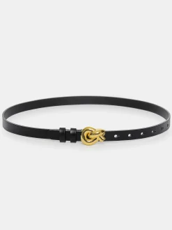 Clothing-Source Unknown Twisted Knot Buckle Belt, Black