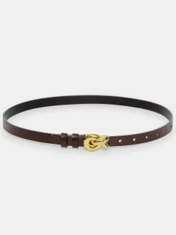 Clothing-Source Unknown Twisted Knot Buckle Belt, Brown