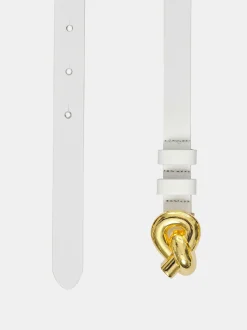 Accessories-Source Unknown Twisted Knot Buckle Belt, White
