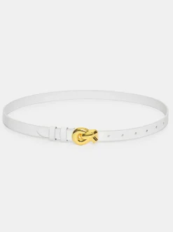 Accessories-Source Unknown Twisted Knot Buckle Belt, White