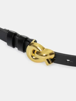 Accessories-Source Unknown Twisted Knot Buckle Belt, Black