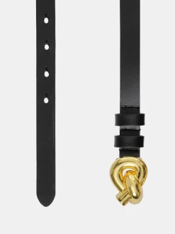 Accessories-Source Unknown Twisted Knot Buckle Belt, Black