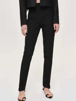 Bottoms-Source Unknown Tyia Bias-Cut Slim Trousers, Black