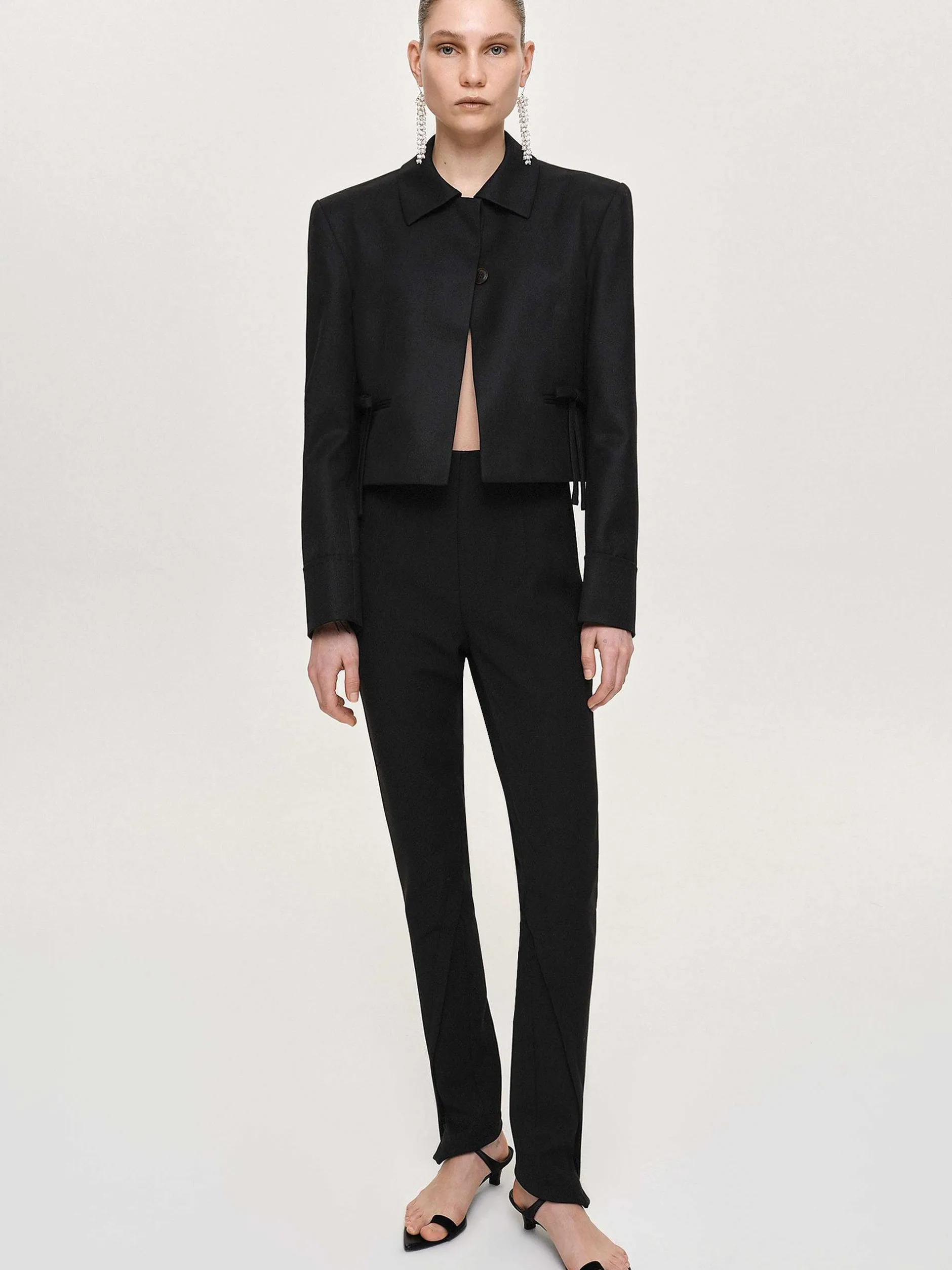 Clothing-Source Unknown Tyia Bias-Cut Slim Trousers, Black