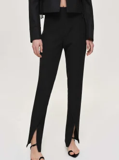 Clothing-Source Unknown Tyia Bias-Cut Slim Trousers, Black