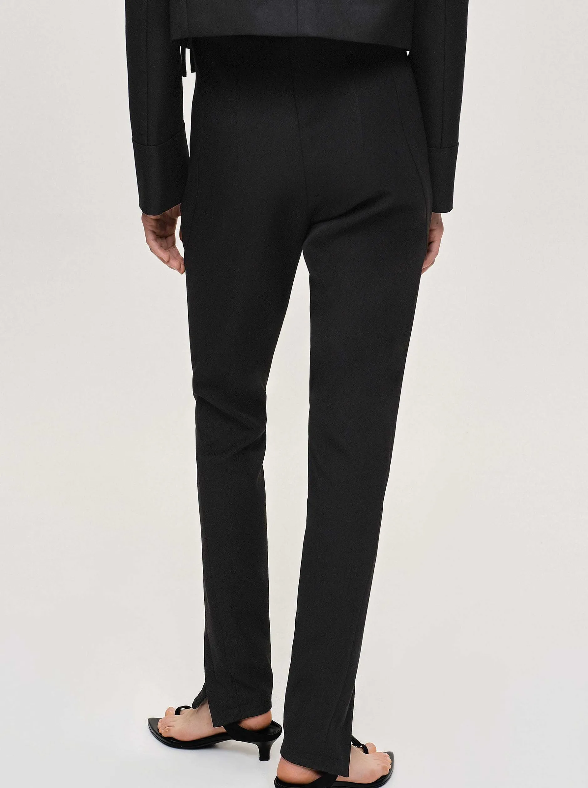 Clothing-Source Unknown Tyia Bias-Cut Slim Trousers, Black