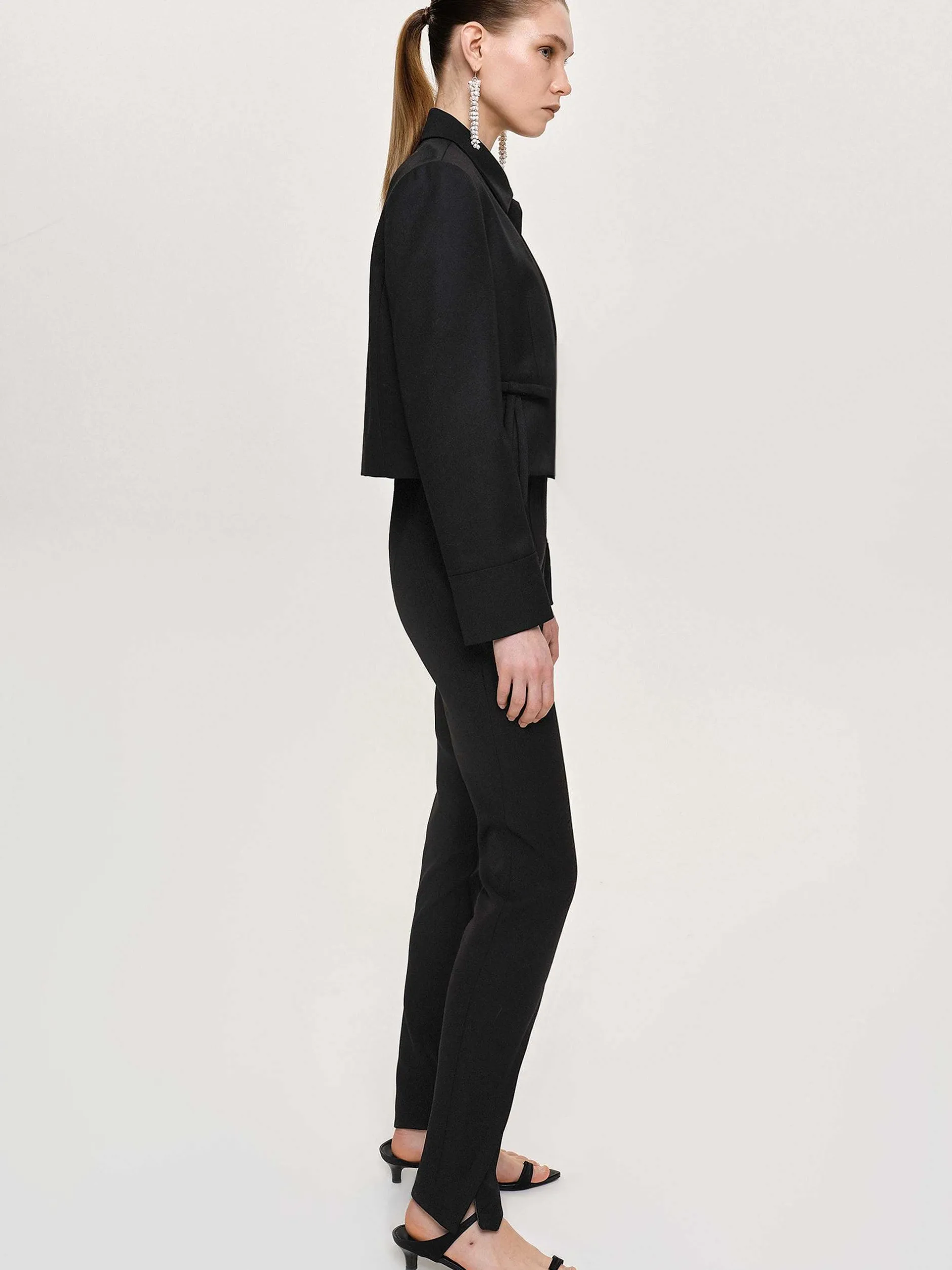 Clothing-Source Unknown Tyia Bias-Cut Slim Trousers, Black