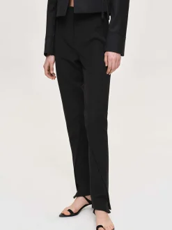 Clothing-Source Unknown Tyia Bias-Cut Slim Trousers, Black