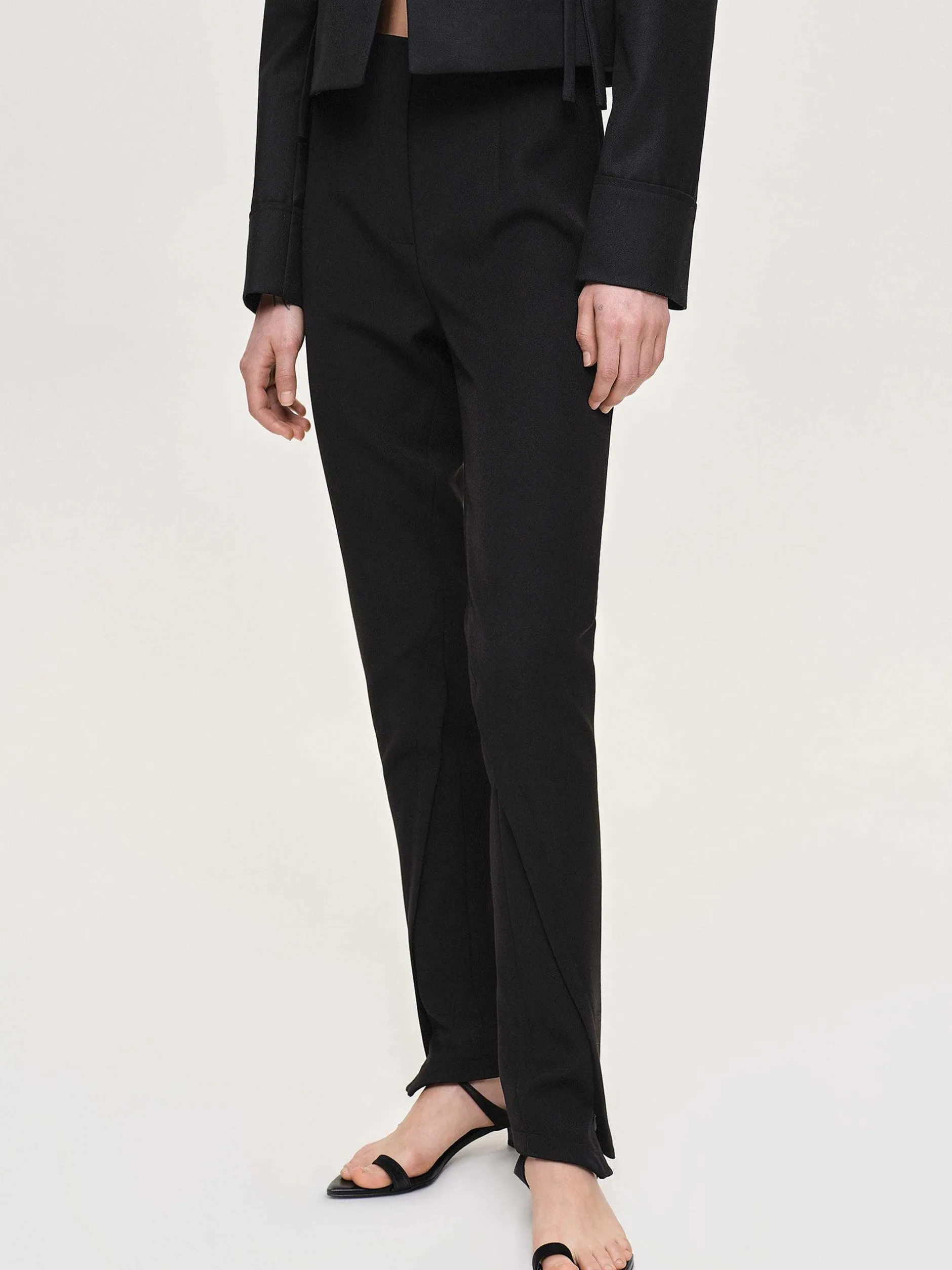 Clothing-Source Unknown Tyia Bias-Cut Slim Trousers, Black